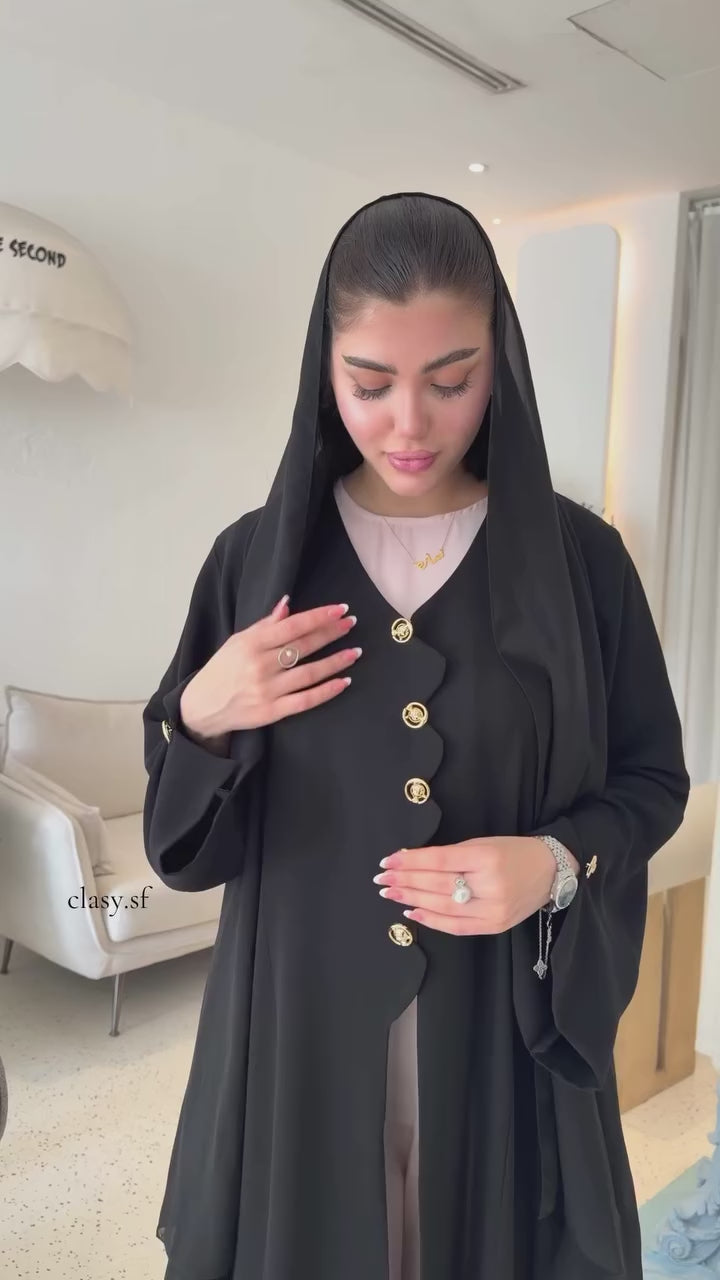 NR Luxury Premium Black Abaya | Elegant Arabic Style | Button swing Abaya
