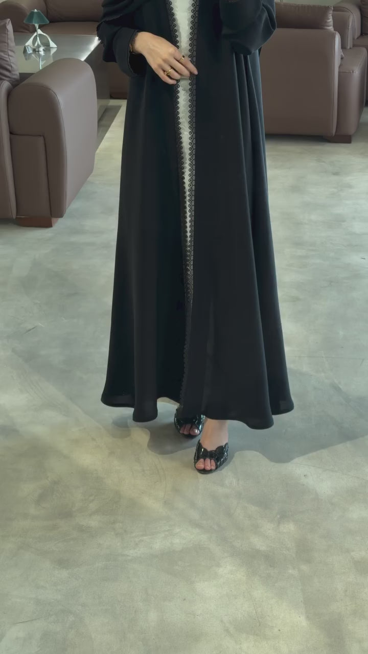 NR Luxury Premium Black Abaya | Elegant Arabic Style | Laice Small Abaya