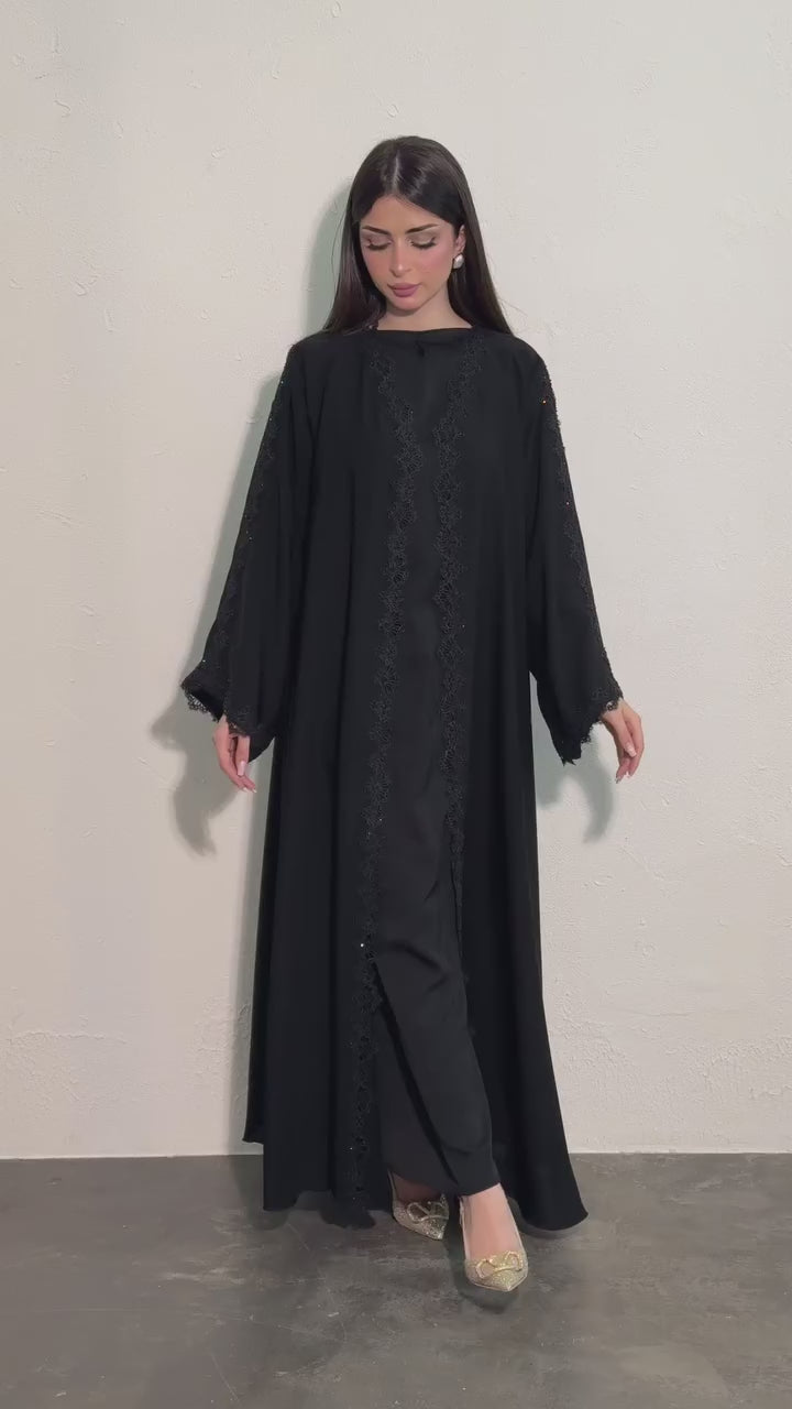 NR Luxury Premium Black Abaya | Elegant Arabic Style | stylish Look Laice  Abaya
