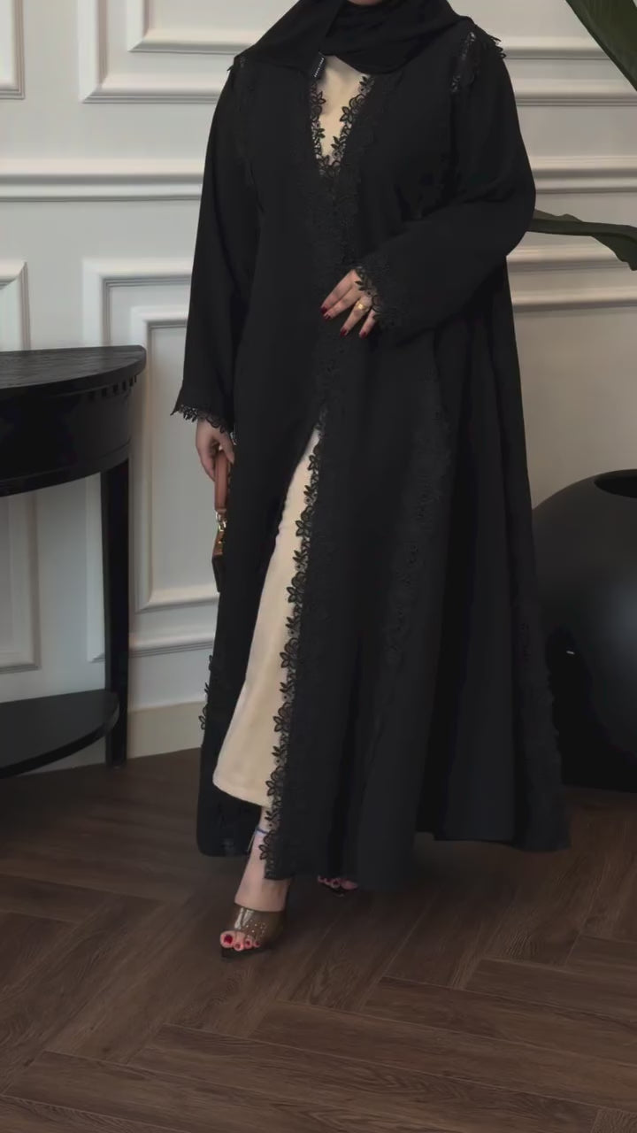 NR Luxury Nida Premium Black Abaya | Elegant Arabic Style | Laice Abay ...