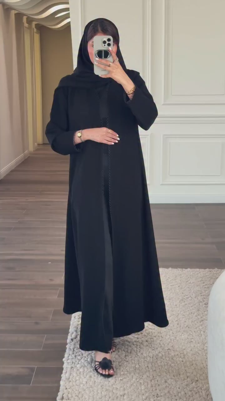 NR Luxury Premium Black Abaya | Elegant Arabic Style | Laice Premium Abaya